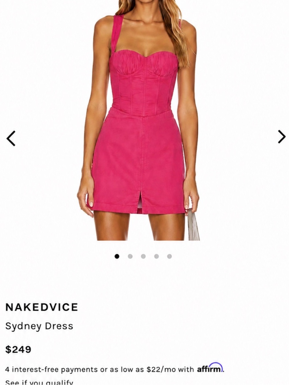 NAKEDVICE Sydney Mini Dress Pink Cupro Corset Bustier Size M